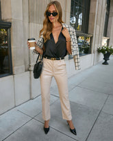 İşe Uygun Kaplamalı Suni Deri Pantolon