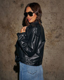 Biker Babe Suni Deri Motosiklet Ceketi