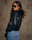 Biker Babe Suni Deri Motosiklet Ceketi