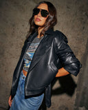 Biker Babe Suni Deri Motosiklet Ceketi