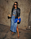 Biker Babe Suni Deri Motosiklet Ceketi