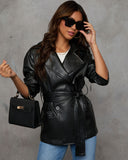 Daring Beauty Bel Bağlamalı Deri Motosiklet Ceketi