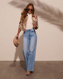 Bahçe Gülü Keten Çiçekli Goblen Ceket