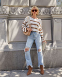 Sahil Çizgili Pamuk Karışımlı Kazak