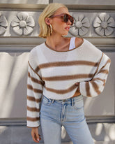 Sahil Çizgili Pamuk Karışımlı Kazak