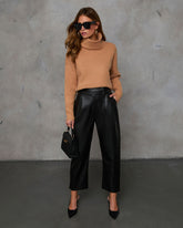 Amerie Kısa Suni Deri Pantolon