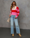 Cardinal Quarter Fermuarlı Çizgili Örgü Kazak