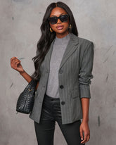 Adelena Yapılandırılmış Omuz Çizgili Dar Blazer