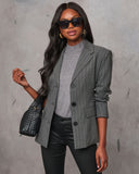 Adelena Yapılandırılmış Omuz Çizgili Dar Blazer