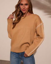 Alyana Kontrast Dikişli Kazak