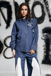 Gina Çiçek Denim Gömlek