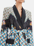 Retro Baskılı İpek Ceket