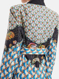 Retro Baskılı İpek Ceket
