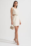 Bel Kesimli ve Fiyonklu Payetli Kolsuz Mini Elbise
