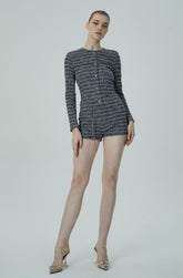 Şık Tüvit Uzun Kollu Romper