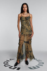 Jennifer Mesh Denim Maxi Elbise