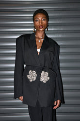 Jiya Çiçek Taklidi Bağcıklı Blazer