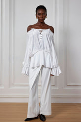 Kai Bağcıklı Çiçekli Fırfırlı Üst