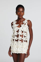 Kira Çiçek İçi Boş Kolsuz Mini Elbise