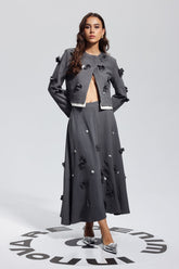 Kirsten Çiçek Taşlı Etek Takımı