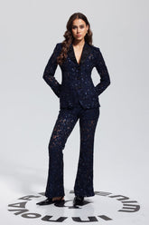 Kristen Rhinestone Payet Dantel Pantolon Takım