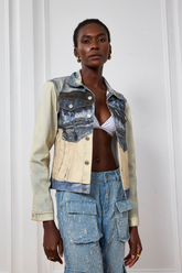 Layne Illusion Desenli Kısa Denim Ceket