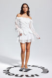Liberty Mesh Fırfırlı Asimetrik Fiyonklu Mini Elbise
