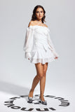 Liberty Mesh Fırfırlı Asimetrik Fiyonklu Mini Elbise