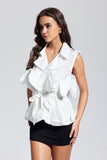 Lilia Beyaz Fırfırlı Bağcıklı Yelek