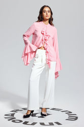 Mandy Fırfırlı Bölünmüş Asimetrik Üst