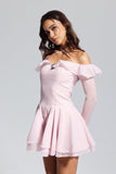 Maude Düşük Omuz Fırfırlı Mini Elbise