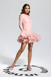 Mccarthy Pembe Fırfırlı File Mini Elbise
