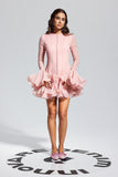Mccarthy Pembe Fırfırlı File Mini Elbise