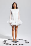 Mccarthy Beyaz File Fırfırlı Mini Elbise