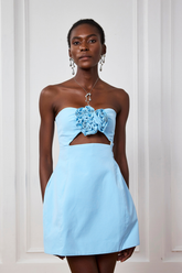 Natalia Straplez Gül Rengi Mini Elbise