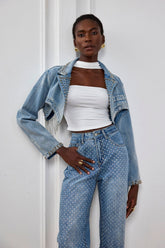 Nori Zımbalı Püsküllü Taşlı Kısa Ceket