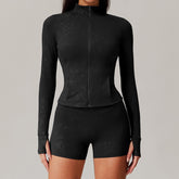 Yüksek Yakalı Dokulu Fermuarlı Spor Hırka