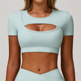 Dekolteli Spor Crop Üst