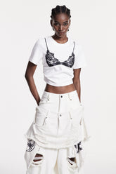 Dan Baskılı Bağcıklı Tişört