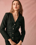 Sueña™ V Yaka Tek Sıra Düğmeli Kuşaklı Ceket