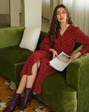 Polka Dot Pileli Midi Elbise