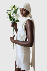 Regan Ruch Saten Boyundan Bağlamalı Mini Elbise