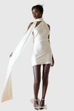 Regan Ruch Saten Boyundan Bağlamalı Mini Elbise