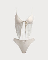 Sueña™ Bej Kesimli Bağcıklı Tankini Mayo