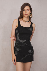 Sylvia Taşlı Gökyüzü Mini Elbise