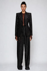 Tanya Taşlı Şerit Siyah Set