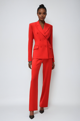 Viyana Kesimli Püsküllü Sırtı Açık Kırmızı Blazer