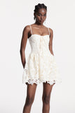 Zamira Doğal Renkli Spagetti Dantel Mini Elbise