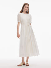 Tencel Karışımlı Pileli Kadın Bol A Kesim Uzun Elbise