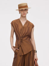 Asetat Modal Karışımlı Büküm Ön Kadın Asimetrik Üst